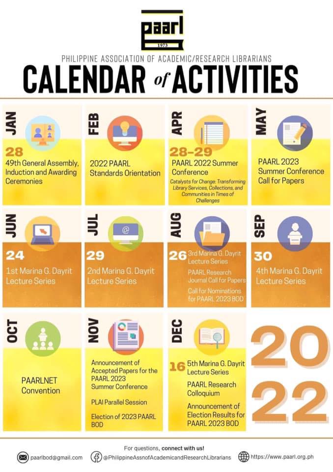 2022 Calendar of Activities